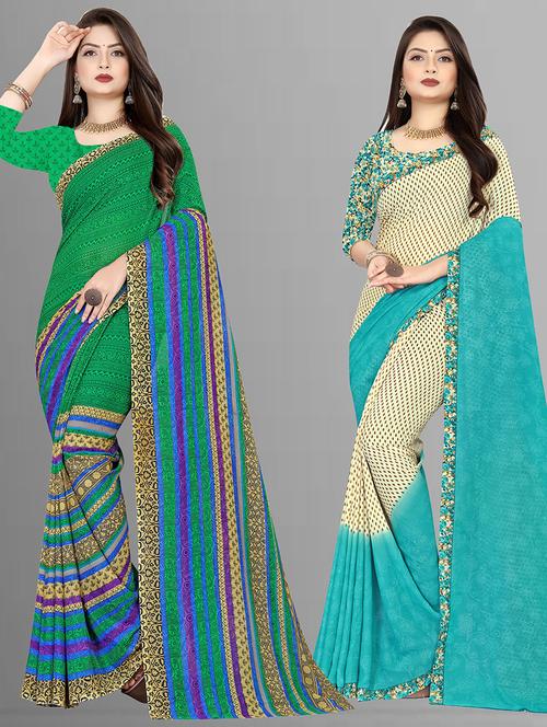 women pack of 2 casual wear sarees with blouse - 21431780 - Very Small Image - 1