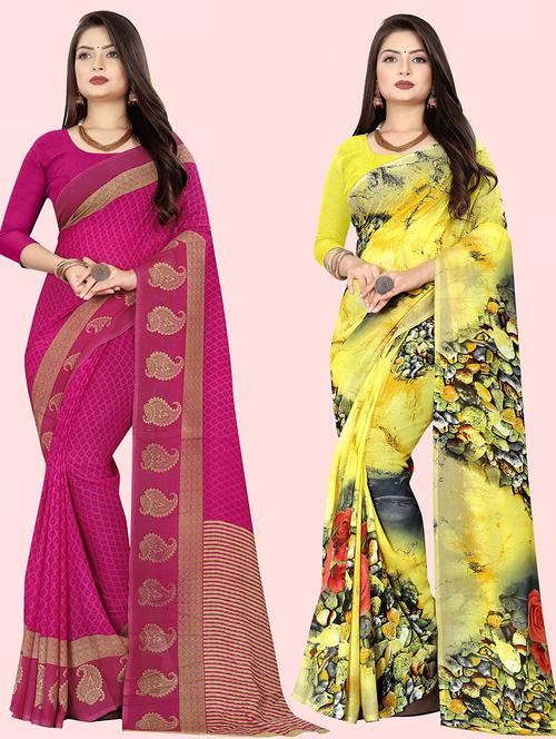 pack of 2 casual wear sarees with blouse - 21431792 - Very Small Image - 1