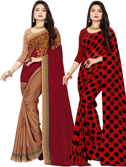 pack of 2 casual wear combo sarees with blouse - 21431808 - Very Small Image - 1