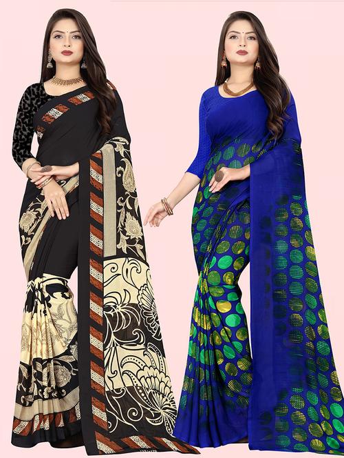 pack of 2 casual wear sarees with blouse - 21431814 - Very Small Image - 1