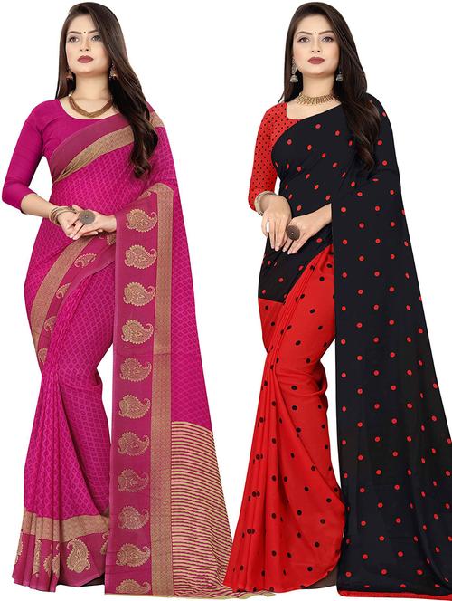 women multi color printed combo saree with blouse - 21431827 - Very Small Image - 1