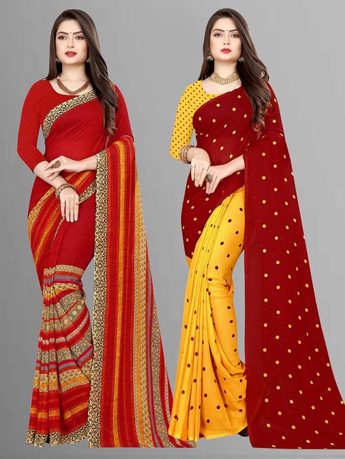 pack of 2 casual wear sarees with blouse - 21431828 - Very Small Image - 1