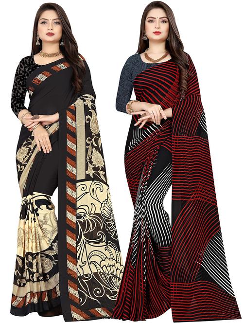 pack of 2 casual wear sarees with blouse - 21431834 - Very Small Image - 1