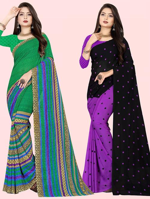 pack of 2 casual wear sarees with blouse - 21431845 - Very Small Image - 1