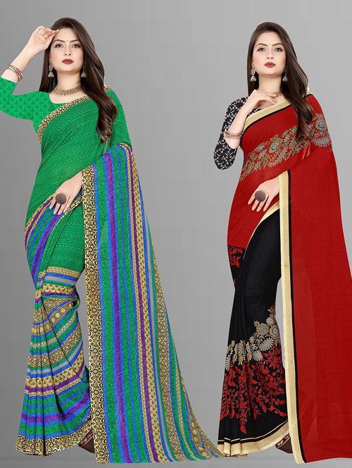 pack of 2 casual wear combo sarees with blouse - 21431846 - Very Small Image - 1