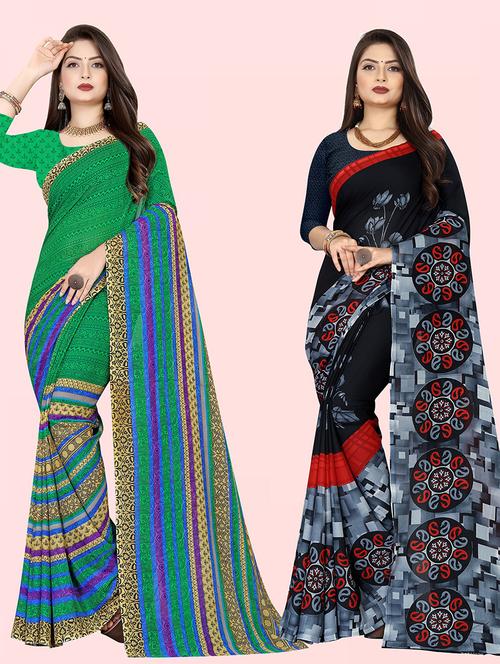 pack of 2 casual wear sarees with blouse - 21431856 - Very Small Image - 1