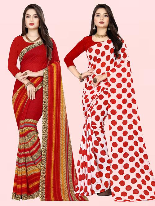 pack of 2 casual wear sarees with blouse - 21431860 - Very Small Image - 1
