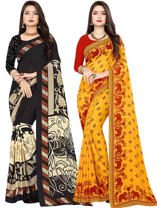 pack of 2 casual wear combo sarees with blouse - 21431872 - Very Small Image - 1