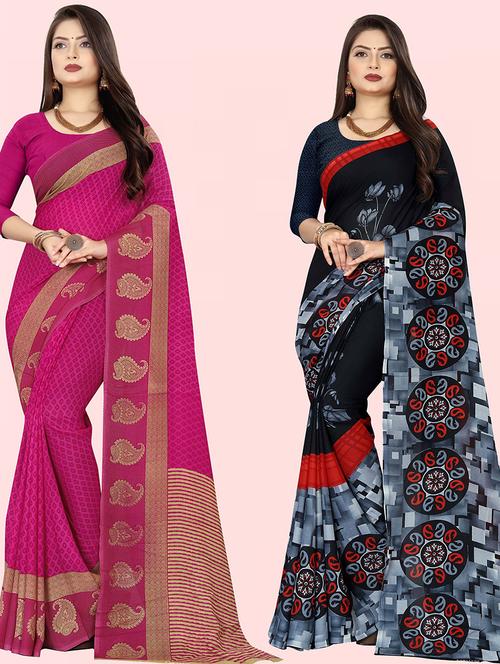 pack of 2 casual wear sarees with blouse - 21431884 - Very Small Image - 1