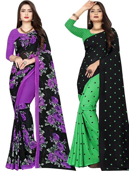 women pack of 2 casual wear sarees with blouse - 21431891 - Very Small Image - 1
