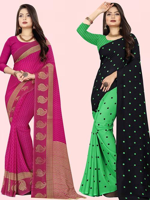 pack of 2 casual wear combo sarees with blouse - 21431904 - Very Small Image - 1