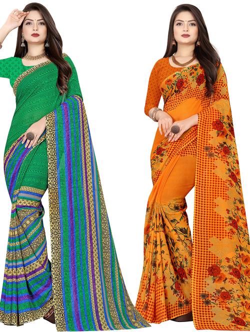 pack of 2 casual wear combo sarees with blouse - 21431910 - Very Small Image - 1