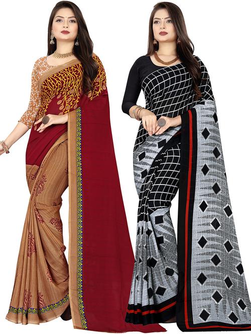 pack of 2 casual wear sarees with blouse - 21431938 - Very Small Image - 1
