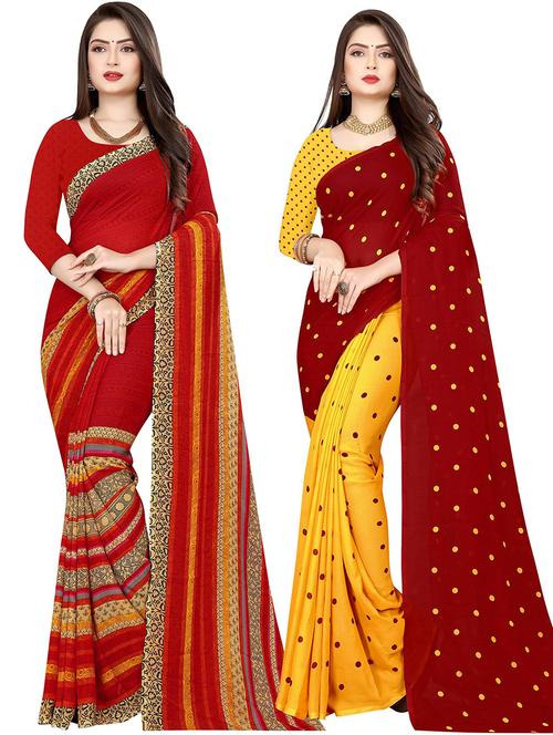 pack of 2 casual wear combo sarees with blouse - 21431942 - Very Small Image - 1