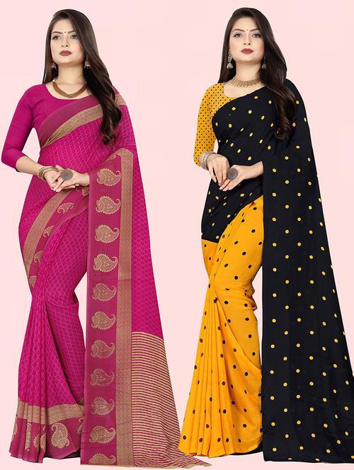 pack of 2 casual wear sarees with blouse - 21431943 - Very Small Image - 1