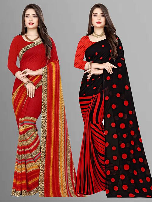 pack of 2 casual wear combo sarees with blouse - 21431957 - Very Small Image - 1