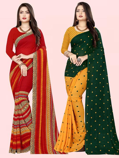 pack of 2 casual wear sarees with blouse - 21431979 - Very Small Image - 1