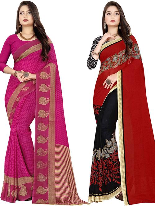 pack of 2 casual wear combo sarees with blouse - 21431989 - Very Small Image - 1