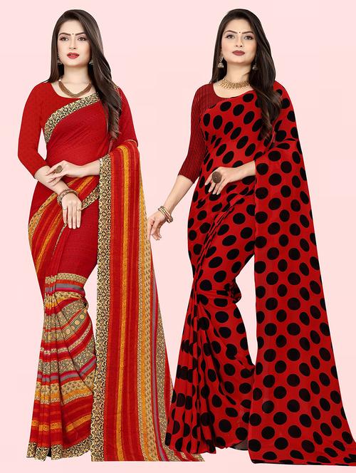 pack of 2 casual wear combo sarees with blouse - 21431991 - Very Small Image - 1