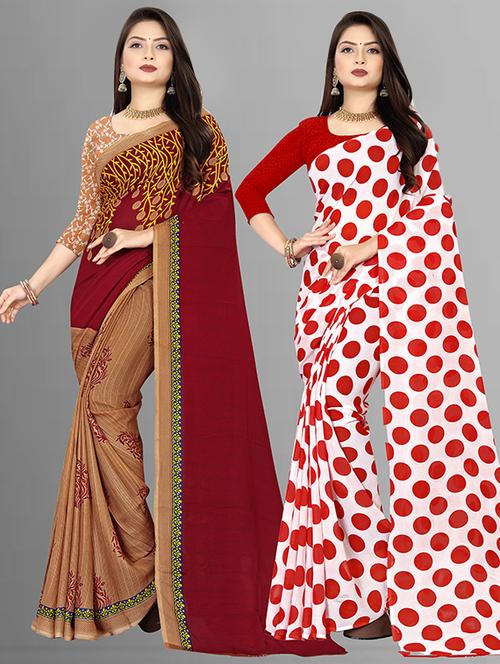 pack of 2 casual wear combo sarees with blouse - 21432015 - Very Small Image - 1