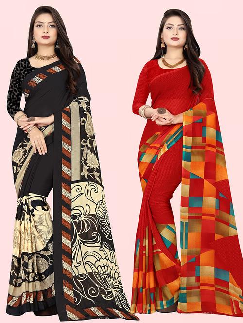 pack of 2 casual wear sarees with blouse - 21432027 - Very Small Image - 1