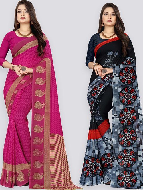 pack of 2 casual wear sarees with blouse - 21432047 - Very Small Image - 1
