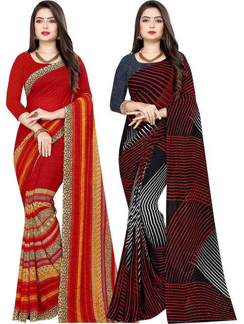 pack of 2 casual wear combo sarees with blouse - 21432055 - Very Small Image - 1