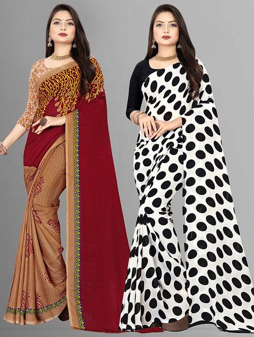 pack of 2 casual wear combo sarees with blouse - 21432065 - Very Small Image - 1