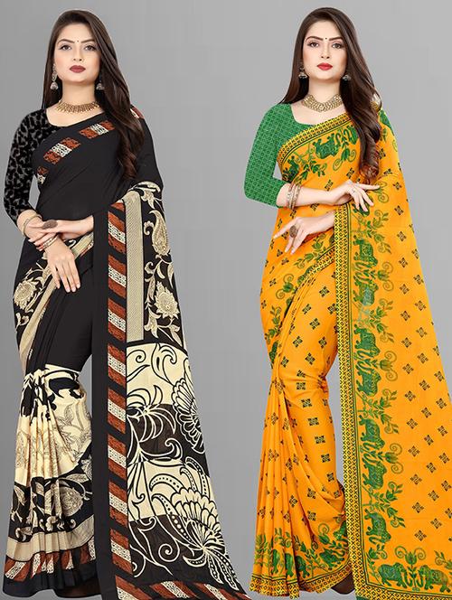 women pack of 2 casual wear sarees with blouse - 21432067 - Very Small Image - 1