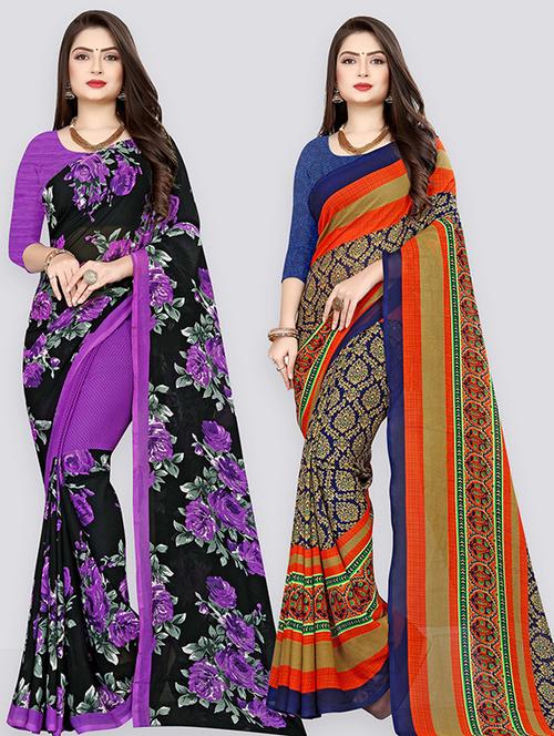 pack of 2 casual wear sarees with blouse - 21432071 - Very Small Image - 1