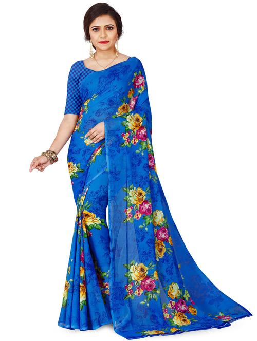 women casual wear georgette saree with blouse - 21432089 - Very Small Image - 1