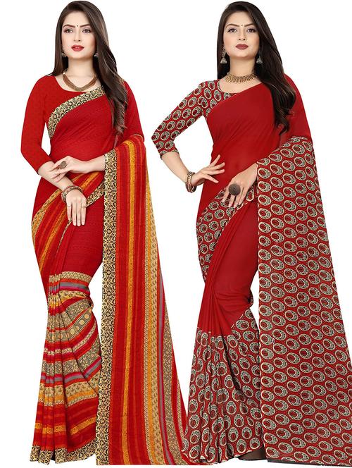 pack of 2 casual wear combo sarees with blouse - 21432114 - Very Small Image - 1