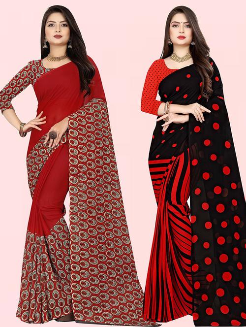women pack of 2 casual wear sarees with blouse - 21432119 - Very Small Image - 1
