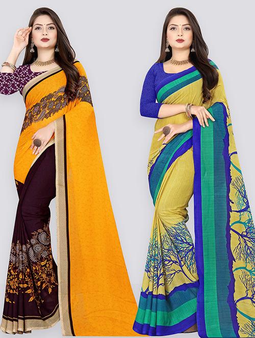 pack of 2 casual wear sarees with blouse - 21432124 - Very Small Image - 1
