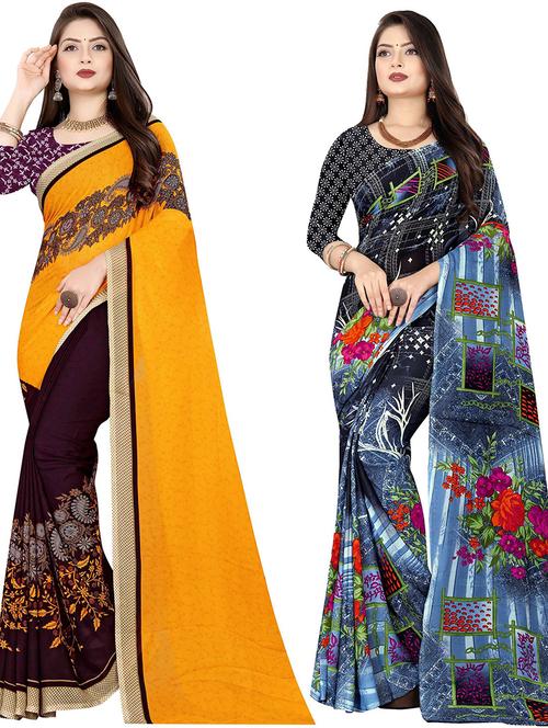 pack of 2 casual wear sarees with blouse - 21432125 - Very Small Image - 1