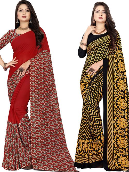 pack of 2 casual wear sarees with blouse - 21432137 - Very Small Image - 1