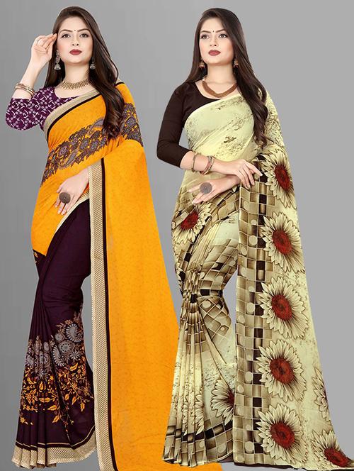 pack of 2 casual wear combo sarees - 21432156 - Very Small Image - 1