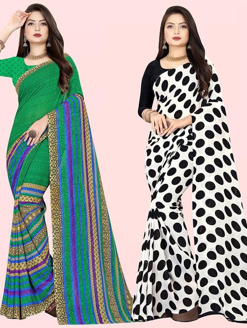 pack of 2 casual wear combo sarees with blouse - 21432251 - Very Small Image - 1