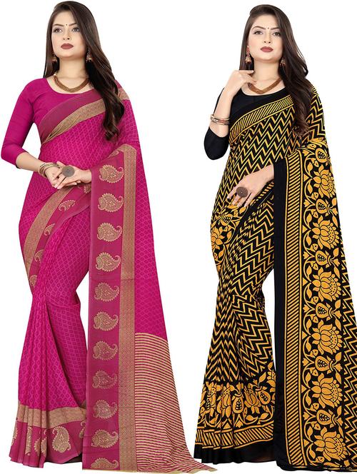 women pack of 2 casual wear combo sarees with blouse - 21432306 - Very Small Image - 1