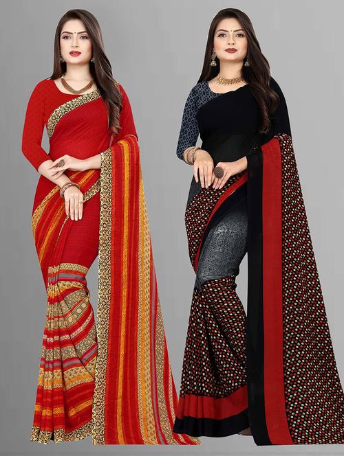 women pack of 2 casual wear combo sarees with blouse - 21432314 - Very Small Image - 1
