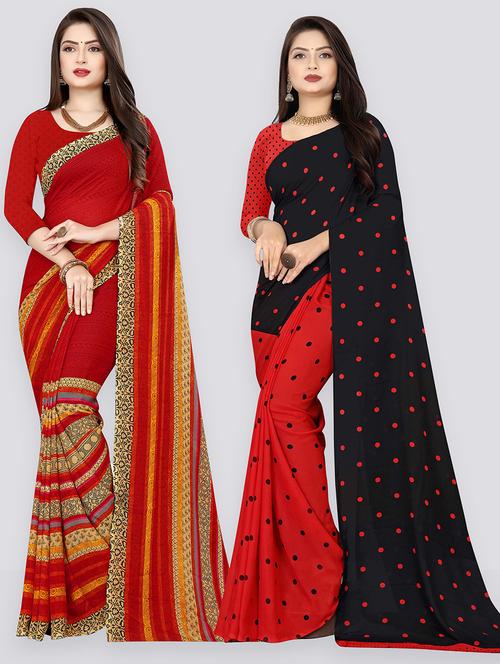 women pack of 2 casual wear combo sarees with blouse - 21432329 - Very Small Image - 1