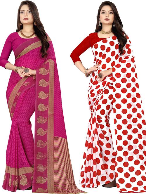 women pack of 2 casual wear combo sarees with blouse - 21432330 - Very Small Image - 1