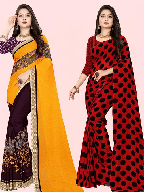 women pack of 2 casual wear combo sarees with blouse - 21432332 - Very Small Image - 1