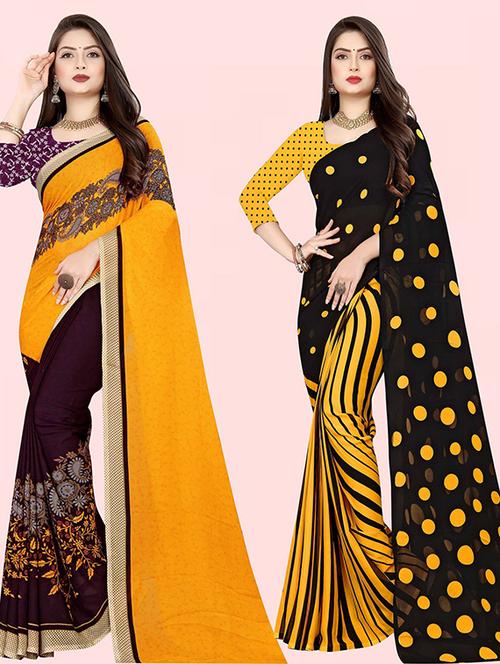 women pack of 2 casual wear combo sarees with blouse - 21432350 - Very Small Image - 1