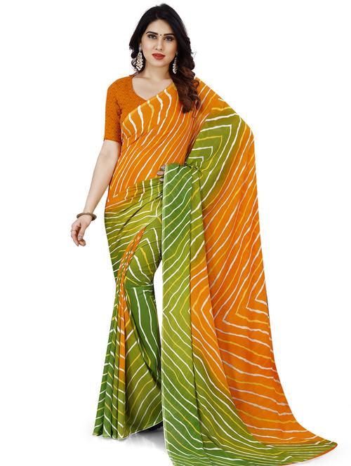 women multi color stripes printed saree with blouse - 21432406 - Very Small Image - 1