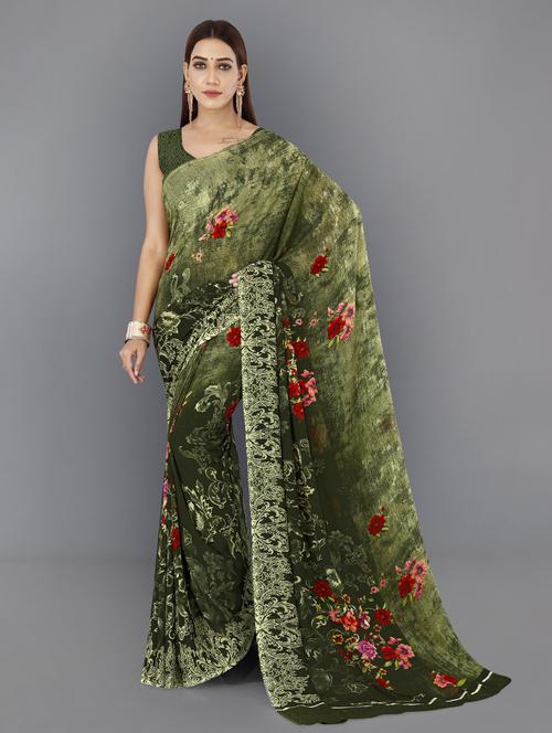 women casual wear georgette saree with blouse - 21432424 - Very Small Image - 1