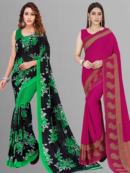 pack of 2 casual wear sarees with blouse - 21432751 - Very Small Image - 1