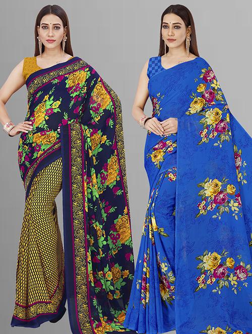 pack of 2 casual wear sarees with blouse - 21432756 - Very Small Image - 1