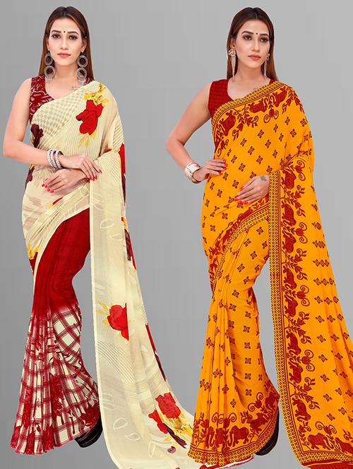 women multi color combo casual saree with blouse - 21432761 - Very Small Image - 1