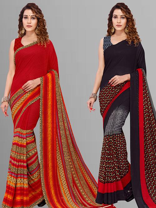 pack of 2 casual wear combo sarees with blouse - 21432763 - Very Small Image - 1